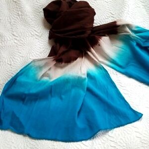 Cejon Crinkled Ombre Brown/Blue Cotton Shawl